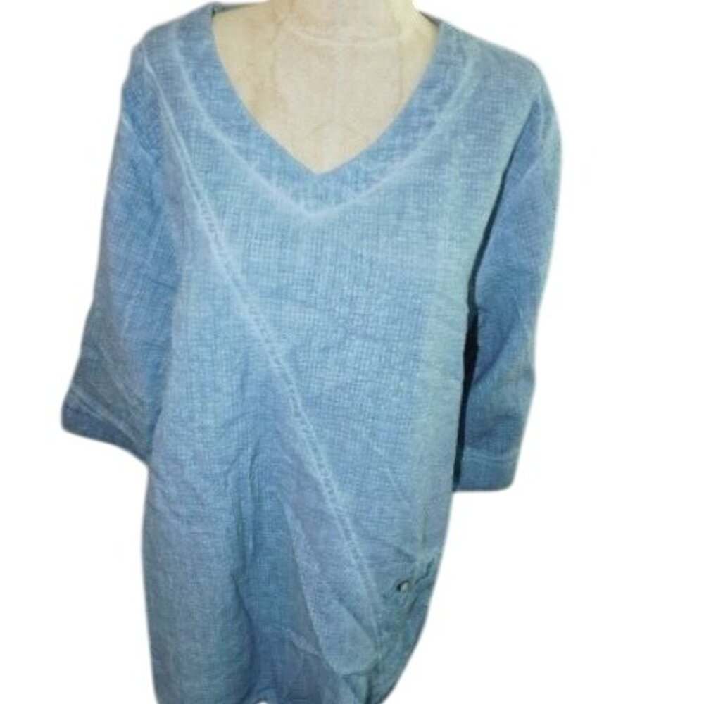 Focus Size M Medium Vneck Waffle Cloth Elbow length Top Boutique